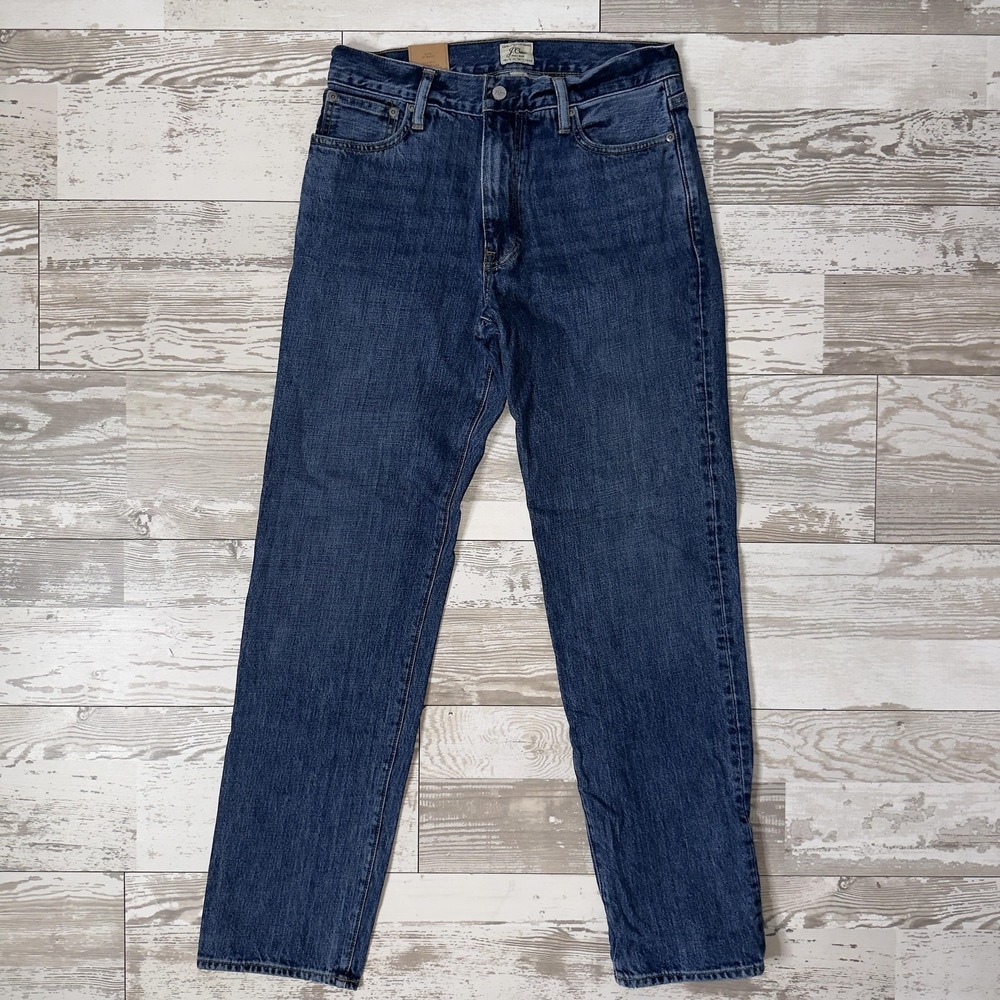 J Crew Jeans Mens 28x32 Blue Classic Straight Leg 100% Cotton Denim Medium Wash